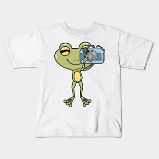 Frog as Photographer with Camera Kids T-Shirt